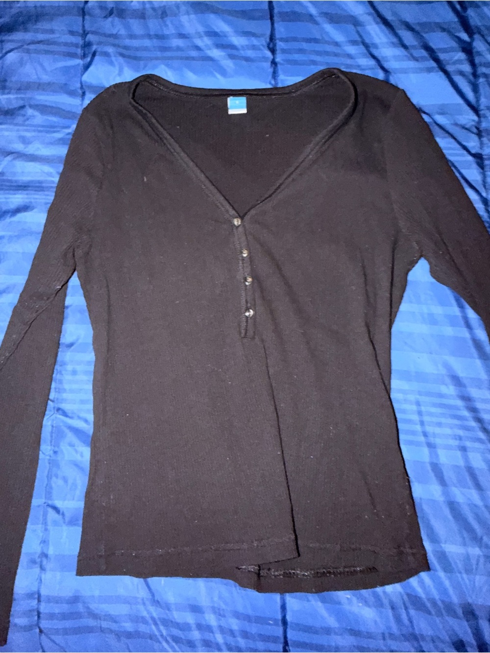 Old Navy Black Long Sleeve Henley Top